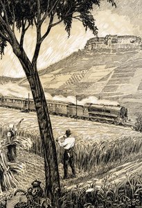 ドイツ鉄道 - フライブルクの田園地帯を走る列車 作： Alfred Seckelmann