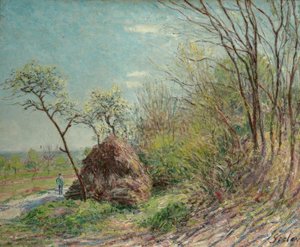 森の端にあるレサブロン 作： Alfred Sisley