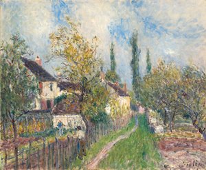 レサブロンでの歩道、1883年 作： Alfred Sisley