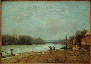 大失敗の後、サレネス橋のセーヌ川 作： Alfred Sisley
