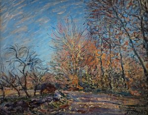 フォンテーヌブローの森の端で 作： Alfred Sisley