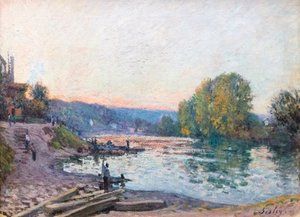 セーヌ川のほとり、夕暮れ時の日光の影響、日付不明（キャンバスに油彩） 作： Alfred Sisley
