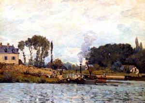 運河のボート、1873 作： Alfred Sisley