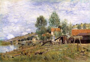 サン・マンメのボートヤード 作： Alfred Sisley
