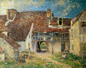 サン・マムの農園のコート アルフレッド・シスレー（1839-1899）の絵画 1884年 Sun.0.73x0.93 m パリ、オルセー美術館 作： Alfred Sisley