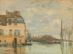 1872 年、マルリー港の洪水。 作： Alfred Sisley