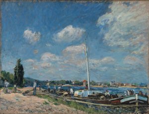 フランス：ビランクールでの荷揚げ作業 作： アルフレッド・シスレー