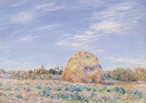 ロインの銀行の干し草、1891年 作： Alfred Sisley