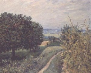 ルーヴシエンヌのブドウ畑にて 作： Alfred Sisley