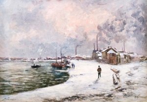 雪の中のアイヴリー 作： Alfred Sisley