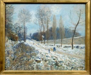 La cote du Coeur-Volant à Marly sous la neige アルフレッド・シスレー（1839-1899）による絵画 1877年 日 0,46x0,55 m Paris, musee d