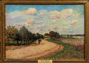 La route de Mantes アルフレッド・シスレー（1839-1899）の絵画 1874 Dim 0,38 x 0,55 m Paris musee du Louvre Mandatory mention:ヘレネとヴィクトル・リオンの寄付 作： Alfred Sisley