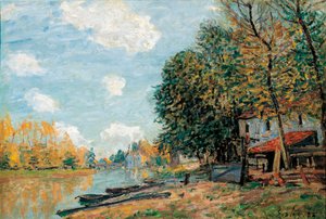 Moret, Les rives de la riviere Loing - Peinture de Alfred Sisley (1839-1899) - Moret, The Banks of the River Loing - アルフレッド・シスレーによるキャンバスに油彩 (1839-1899) 作： Alfred Sisley