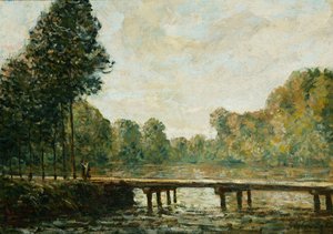 オーバンヌに架かる小さな橋、1890 作： Alfred Sisley