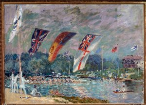 イギリス、モレシーのレガッタ - 油彩・キャンバス 作： Alfred Sisley