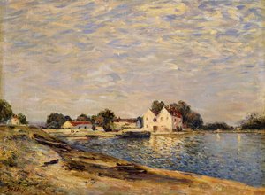 サンマム、ロワン川のほとり;サンマメ、レボードデュロワン、1884 作： Alfred Sisley