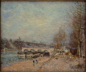サン＝マンメス-灰色の天気 作： Alfred Sisley