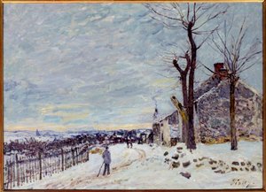 Veneux-Nadon (Veneux Nadon en Seine et Marne)の雪景色。アルフレッド・シスレー（1839 - 1899）の絵画 作： Alfred Sisley