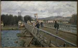 アルジャントゥイユの歩道橋 - 油彩・キャンバス 作： Alfred Sisley