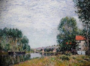 モレのロイン川岸 作： Alfred Sisley