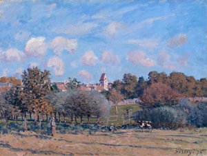 ノワジー・ル・ロワの鐘楼、秋 作： Alfred Sisley