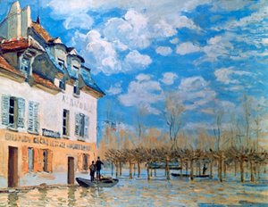 洪水のボート、ポートマルリー、1876 作： Alfred Sisley