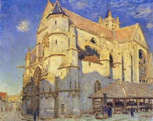 モレットの教会、フロスティ天気、1893 作： Alfred Sisley