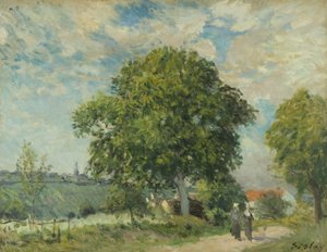 村の入り口」1880年頃（油彩・キャンバス 作： Alfred Sisley