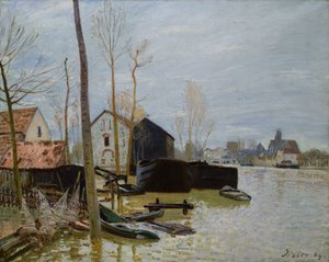 モレの洪水、1889 作： Alfred Sisley