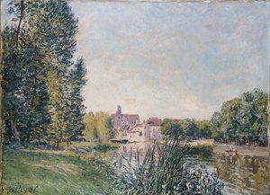 モレットのロワンと教会、1886 作： Alfred Sisley