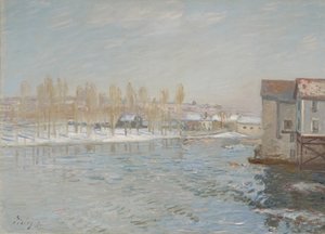 The Loing and the Mills of Moret、Snow Effect、1891 作： Alfred Sisley