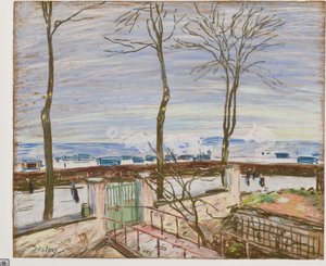 冬のモレ鉄道駅（パステル・紙 作： Alfred Sisley