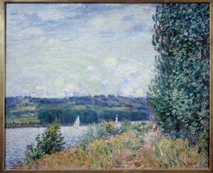 セーヌ川には「Bouille」（強風）があります。アルフレッド・シスレー（1839-1899）の絵画 作： Alfred Sisley