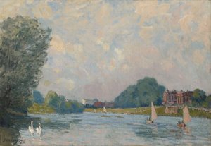 ハンプトンコートのテムズ川、1874 作： Alfred Sisley
