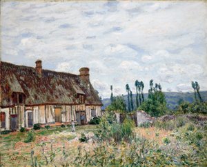 放棄されたわらぶき屋根のコテージ、1894年 作： Alfred Sisley