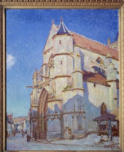 モレ教会、1894年の夜 作： Alfred Sisley