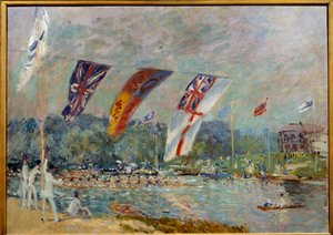 モレシーでのレガッタの様子。アルフレッド・シスレー（1839-1899）による絵画 作： Alfred Sisley