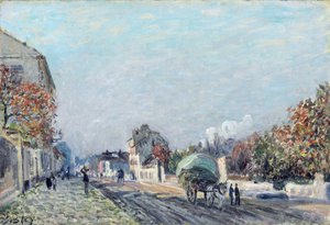 マルリーの通り - アルフレッド・シスレー (1839-1899) 作、キャンバスに油彩、38.1 x 55.9 cm 作： Alfred Sisley