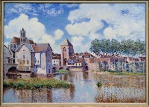 ロイングのモレの眺め。アルフレッド・シスレー（1839-1899）の絵画 作： Alfred Sisley