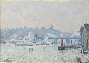 テムズの眺め：チャリングクロスブリッジ、1874年 作： Alfred Sisley