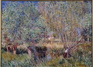 オルバンヌ川のほとりの柳。アルフレッド・シスレー（1839-1899）の作品 作： Alfred Sisley