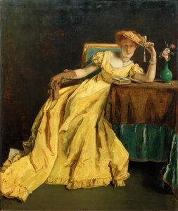 スティーブンス、黄色の女性 作： Alfred Emile Stevens