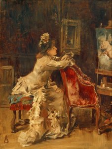 A.Stevens、WaitingまたはThe Studio 作： Alfred Emile Stevens