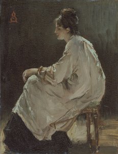 座っている少女」1843-1906年 作： Alfred Emile Stevens