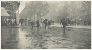 大通り、パリ、1894 年の雨の日、c を印刷しました。 1897年。