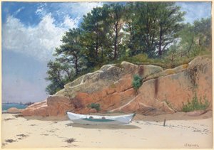 1879年、マサチューセッツ州マンチェスターバイザシーのドーリーオンダナズビーチ 作： Alfred Thompson Bricher