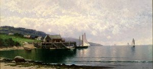 ザ・ランディング、ベイリー島、メイン州、1907年頃（キャンバスに油彩） 作： Alfred Thompson Bricher