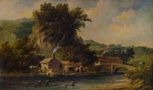 「ダービーシャー州ダブデールの情景」、1836 年、1938 年 作： Alfred Vickers