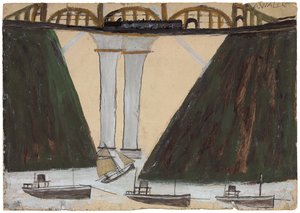 ソルタッシュ・ブリッジ、1930年頃（カードに鉛筆と油彩 作： Alfred Wallis