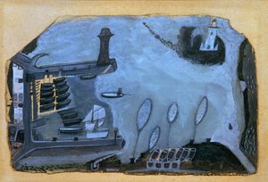 「これはかつてあったセイインフィッシャーリー」：セントアイブスハーバーとGodrevy灯台 作： Alfred Wallis